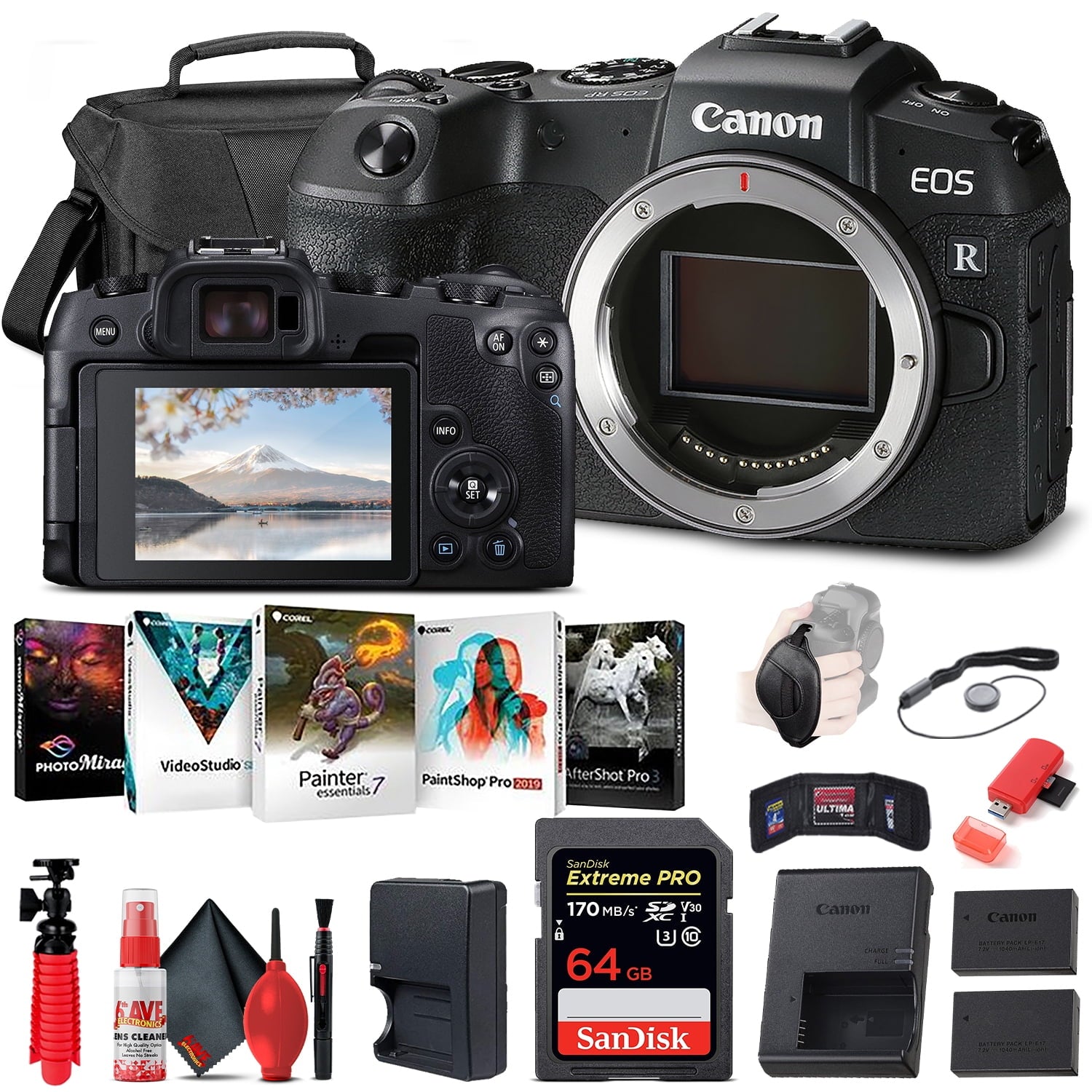 Canon EOS RP Mirrorless Digital Camera Body Only 3380C002 + 64GB Memory Card Starter Bundle