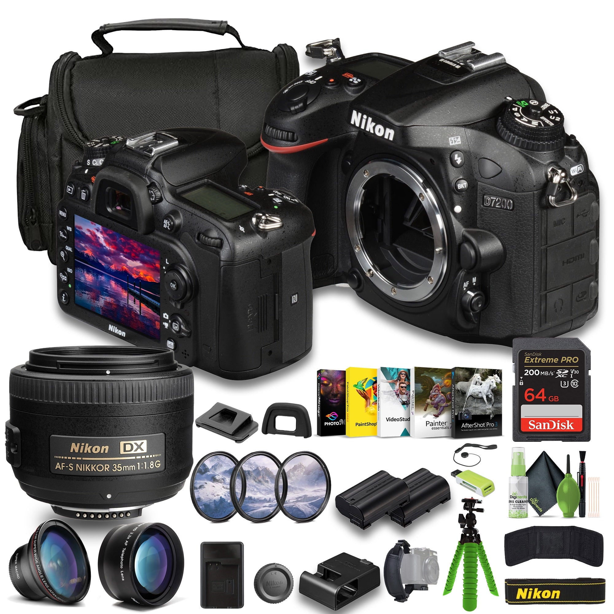 Nikon D7200 24.2 MP DX-Format Digital SLR Camera 1554 Bundle