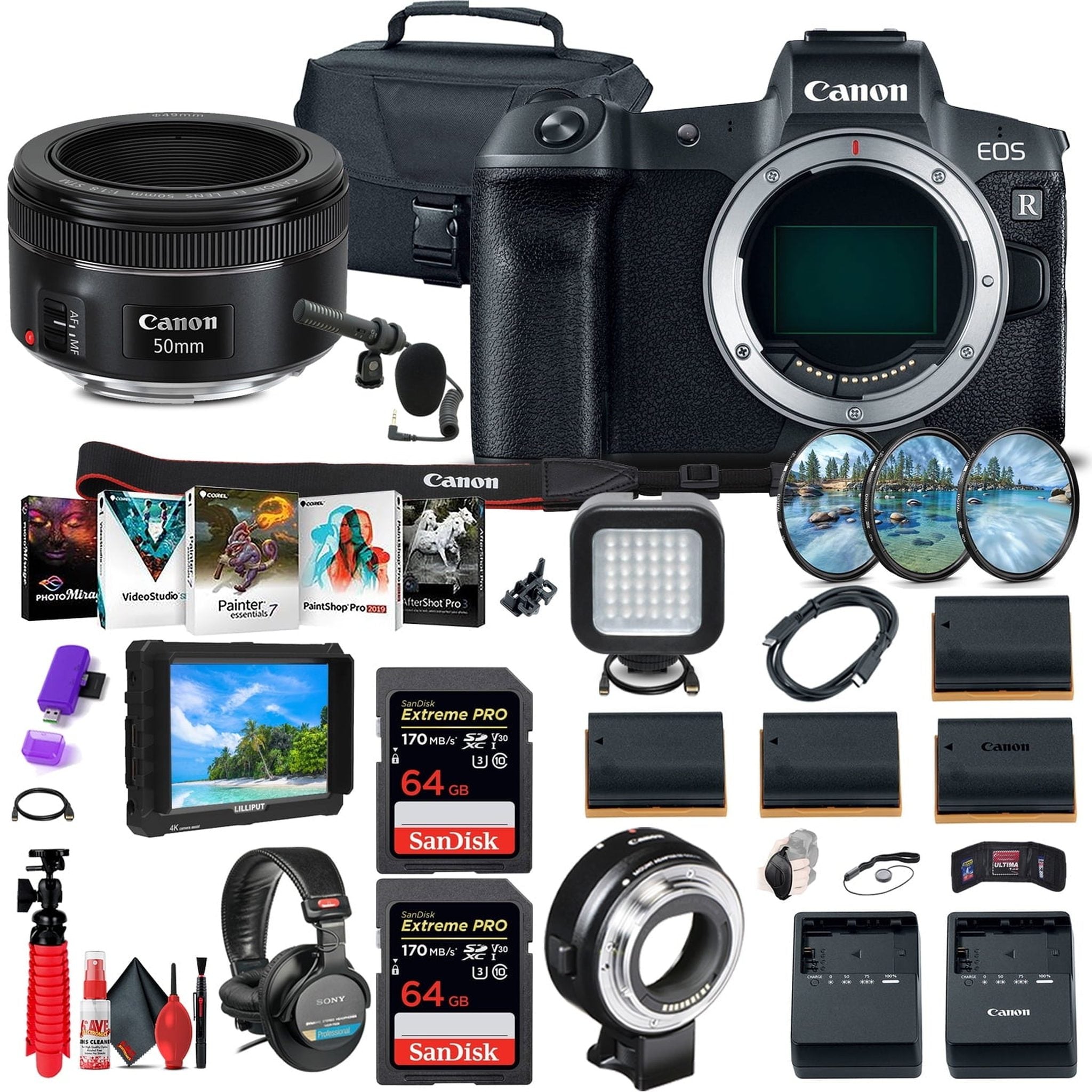 Canon EOS R Mirrorless Digital Camera 3075C002 + 4K Monitor Ultimate Bundle