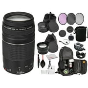 Canon EF 75-300mm f/4-5.6 III Lens (6473A003)  Includes: DSLR Sling Backpack, 3PC filter Kit,  + More