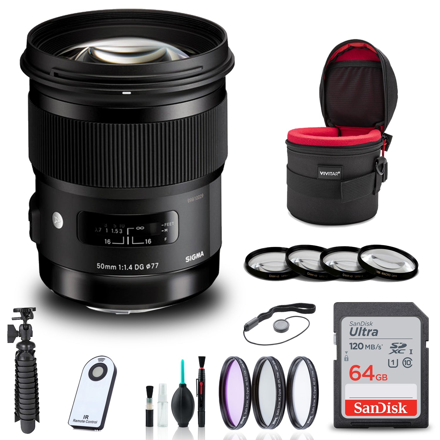 Sigma 50mm f/1.4 DG HSM Art Lens for Canon EF + 64GB SD Card Bundle