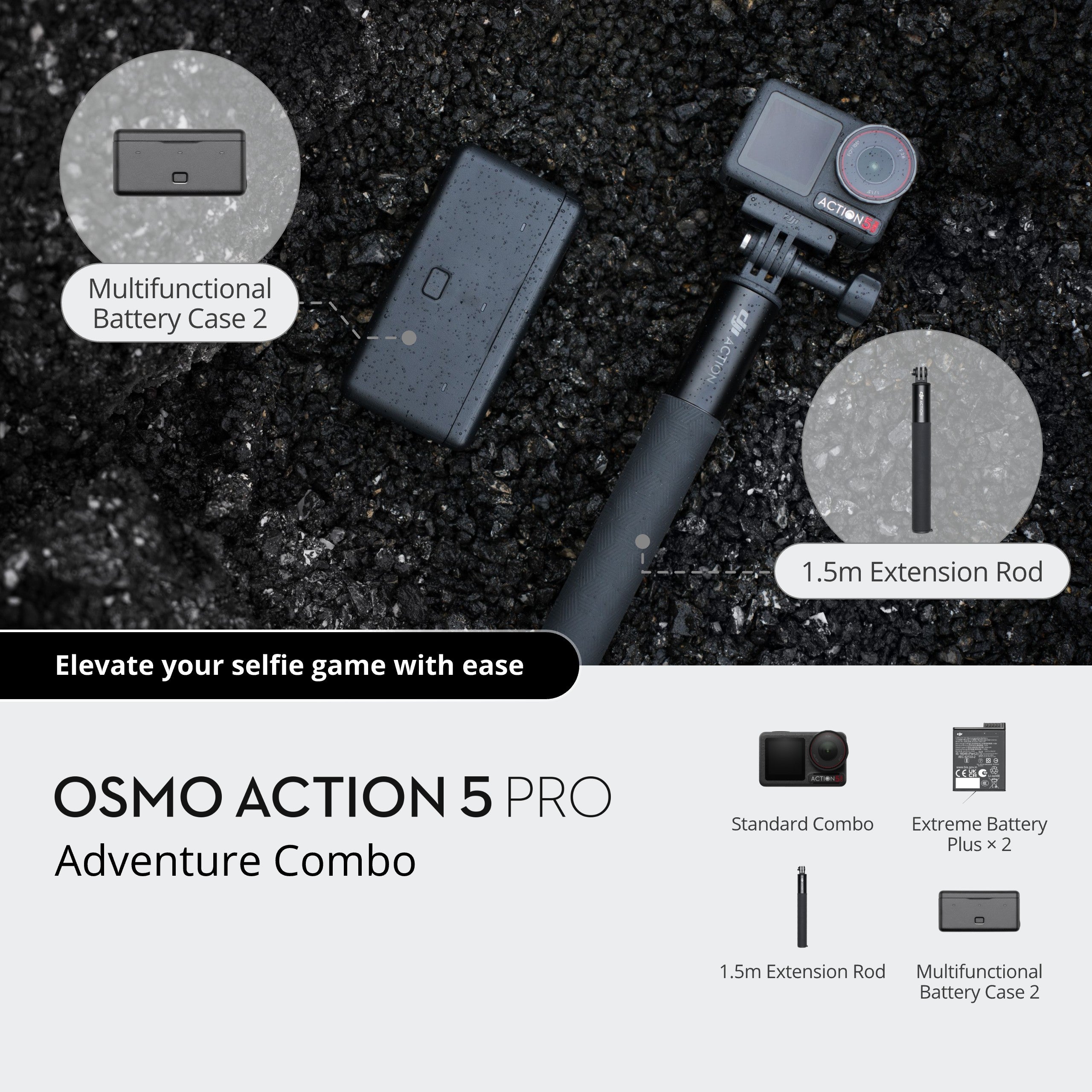 DJI Osmo Action 5 Pro Adventure Combo - WaterProof Action Camera With 50-In-1 Action Kit
