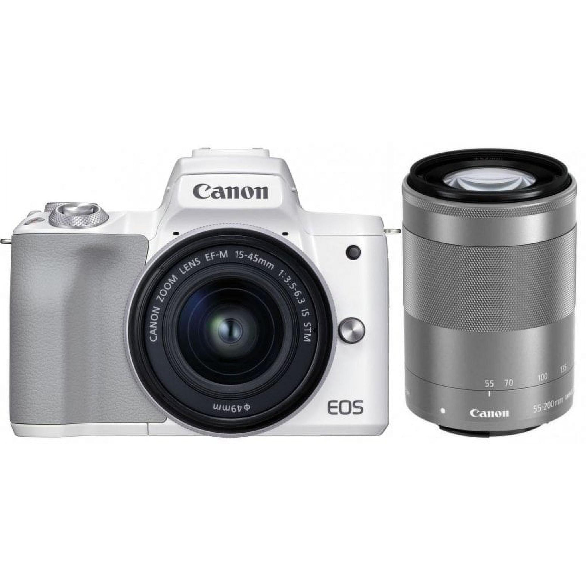 Canon EOS Kiss M/M50 Mark II White + EF-M 15-45mm & EF-M 55-200mm is STM Bundle Canon