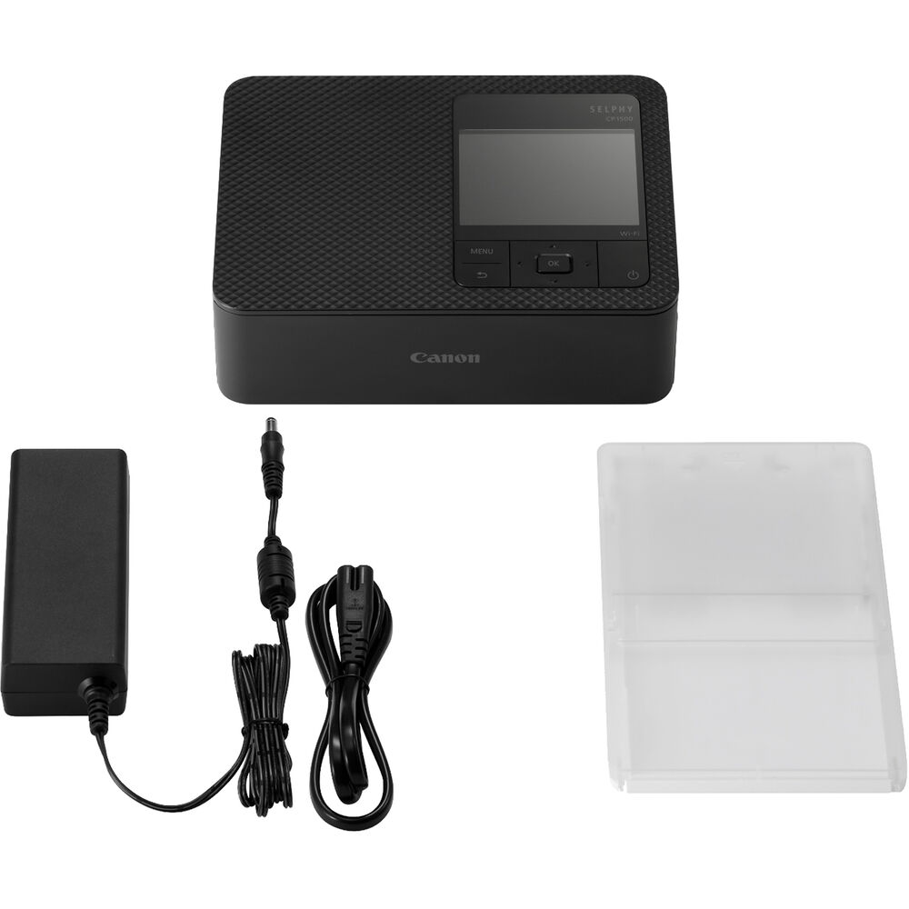 Canon SELPHY CP1500 Photo Printer (Black) + Canon RP-108 Color Ink and Paper Set + More Bundle