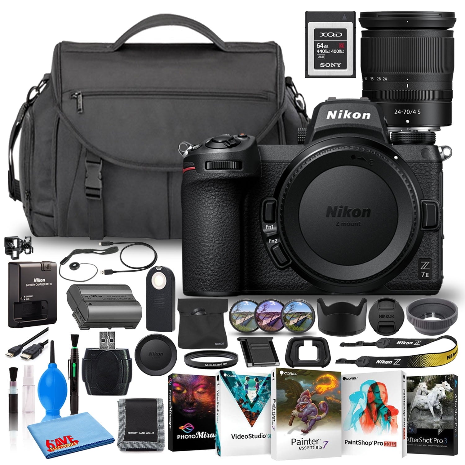 Nikon Z 7II Mirrorless Camera with 24-70mm Lens (International) 64GB XQD Bundle