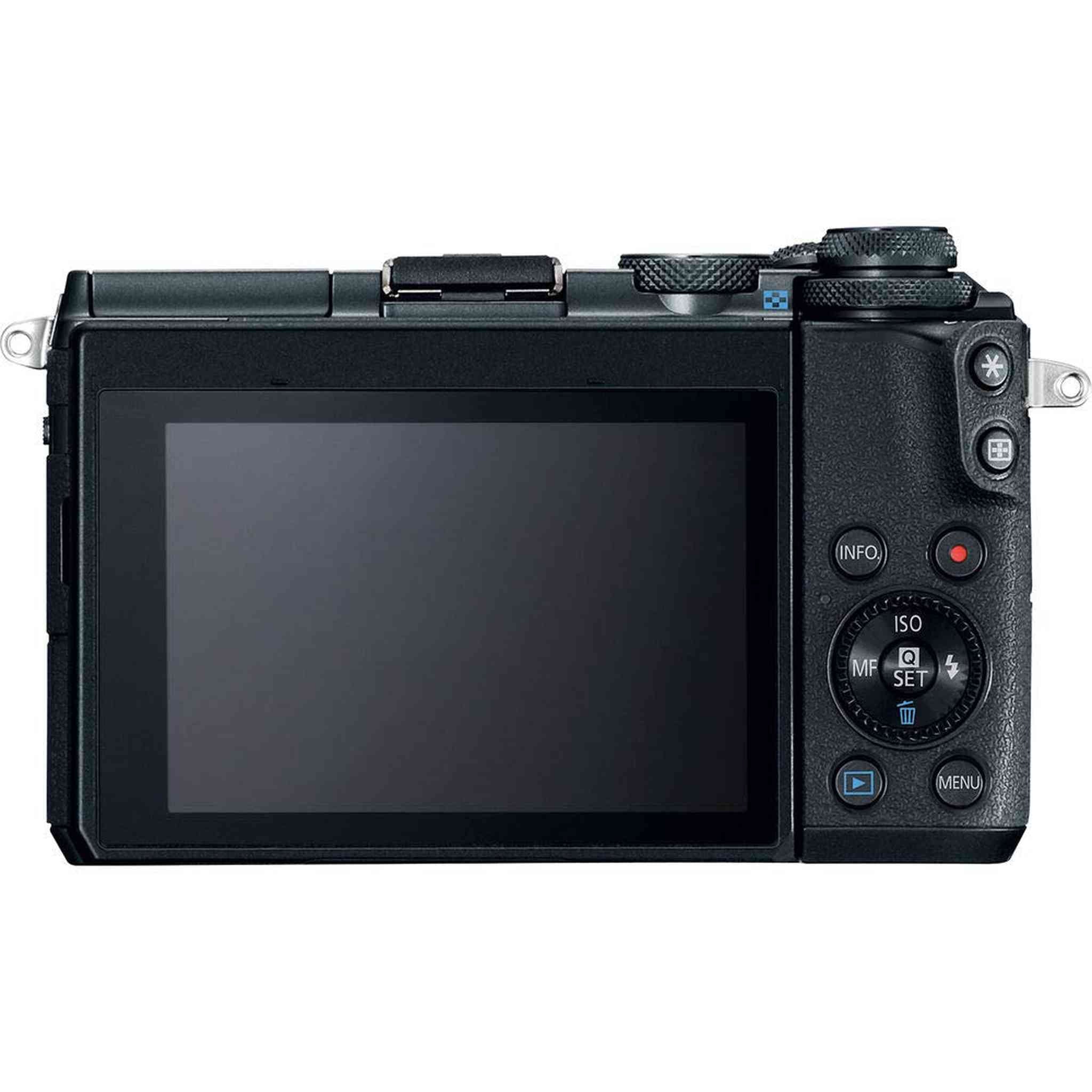 Canon EOS M6 Mirrorless Digital Camera Black, Body Only + 128GB Class 10 Memory Card + LED + Canon Camera Case + Flexi Canon