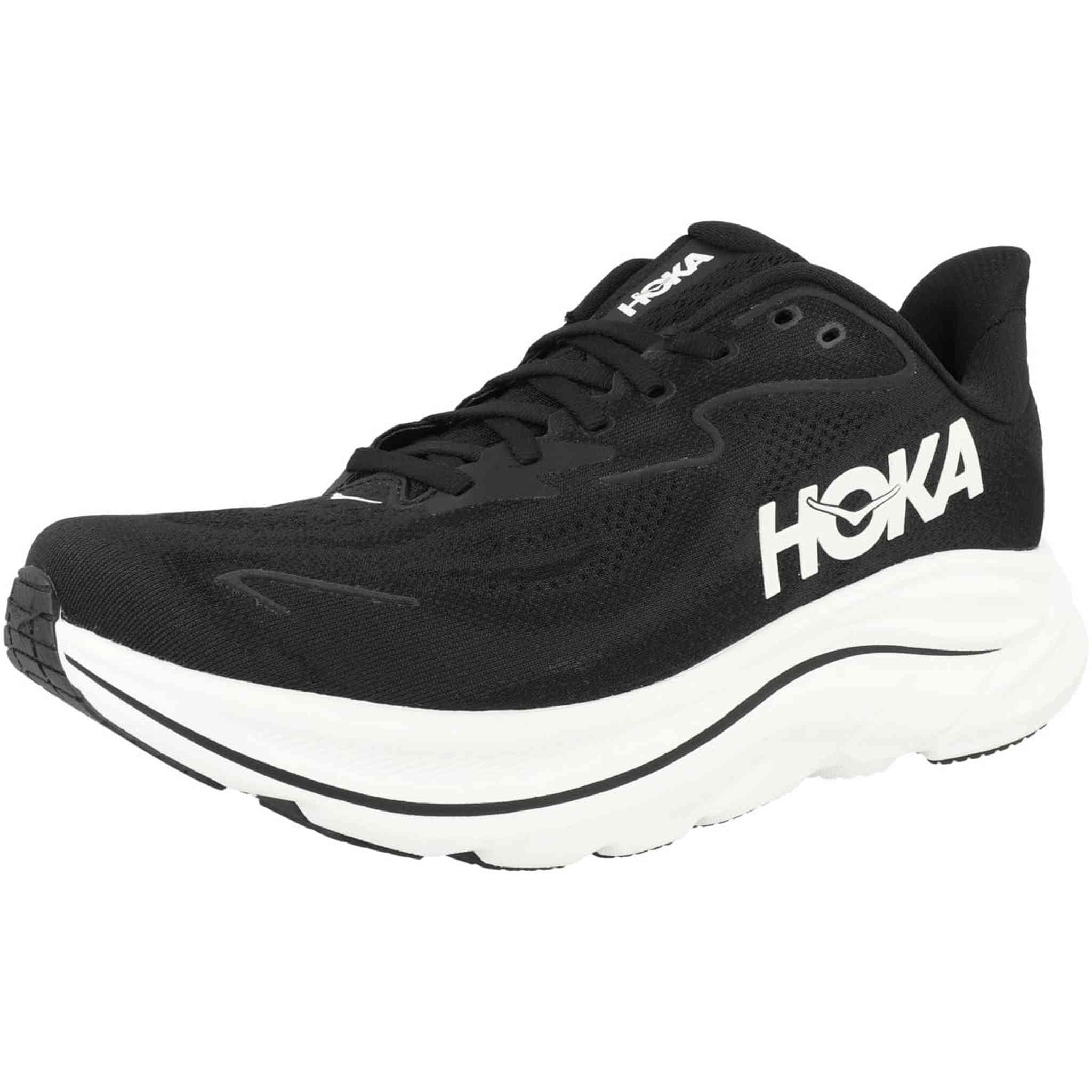 Hoka Men's Clifton 10 Sneaker, Black/White, 8