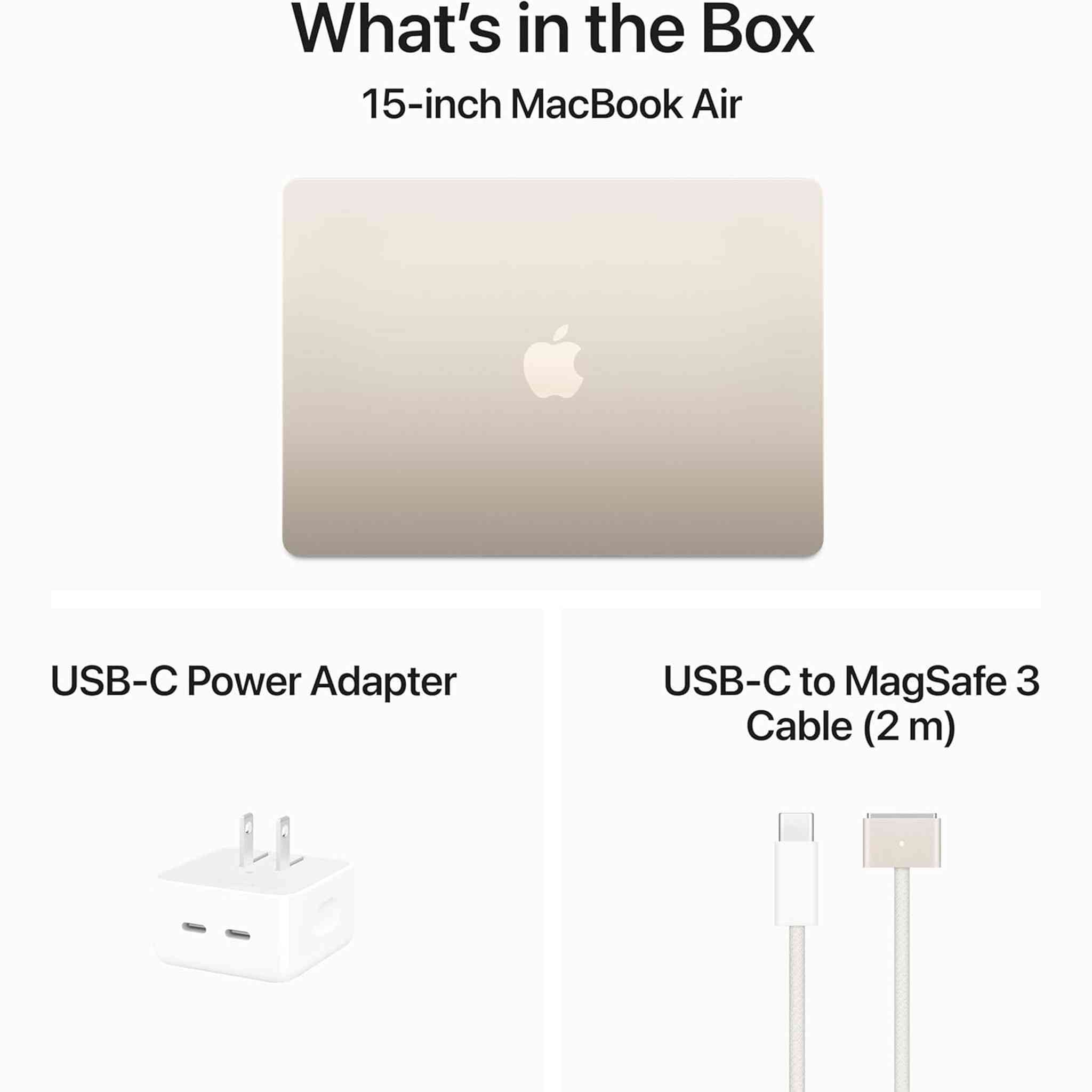 Apple 2024 MacBook Air 15-inch Laptop with M3 chip: 15.3-inch Liquid Retina Display, 8GB Unified Memory, 512GB SSD Storage, Backlit Keyboard, 1080p FaceTime HD Camera, Touch ID; Starlight