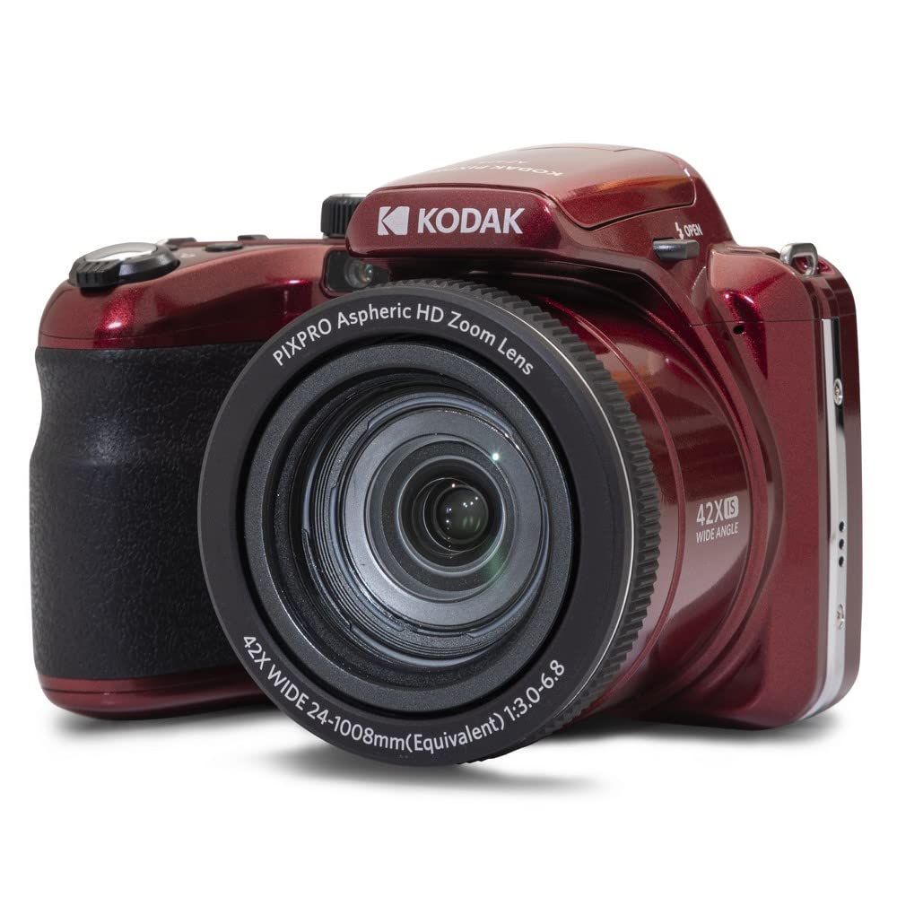 KODAK PIXPRO AZ425-RD 20MP Digital Camera 42X Optical Zoom 24mm Wide Angle 1080P Full HD Video Optical Image Stabilization Li-Ion Battery 3" LCD Vlogging Camera Red