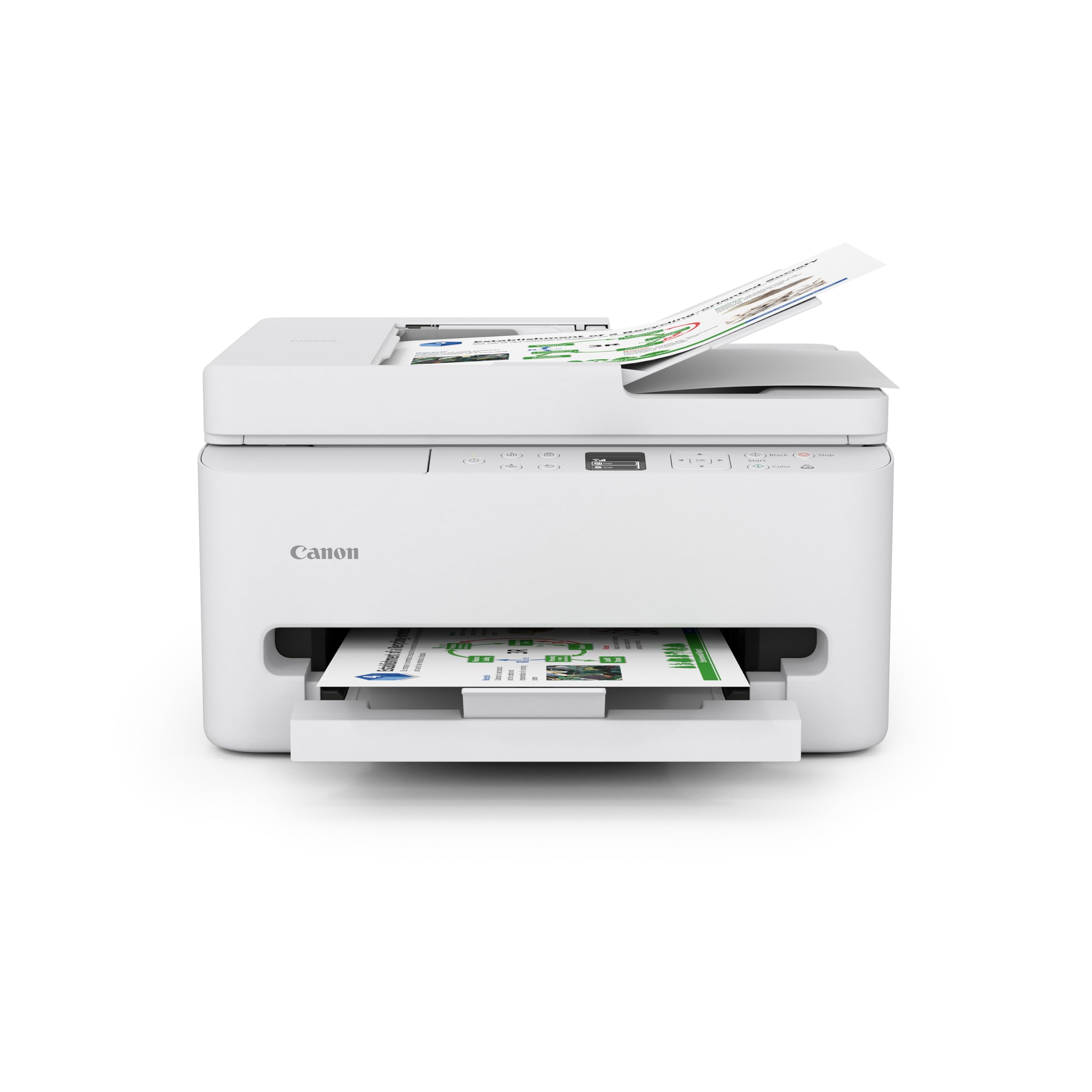 Canon PIXMA TR7120 Wireless Color Inkjet Printer for Duplex Printing, White - Home Printer with Copier/Scanner, Auto Document Feeder, Compact Design, Intuitive Control Panel