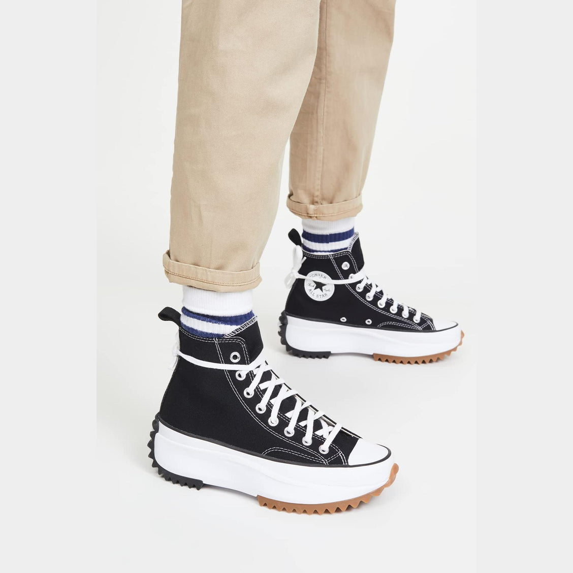 Converse Run Star Hike Hi Sneakers, Black/White/Gum, 5.5 US Women/4 US Men