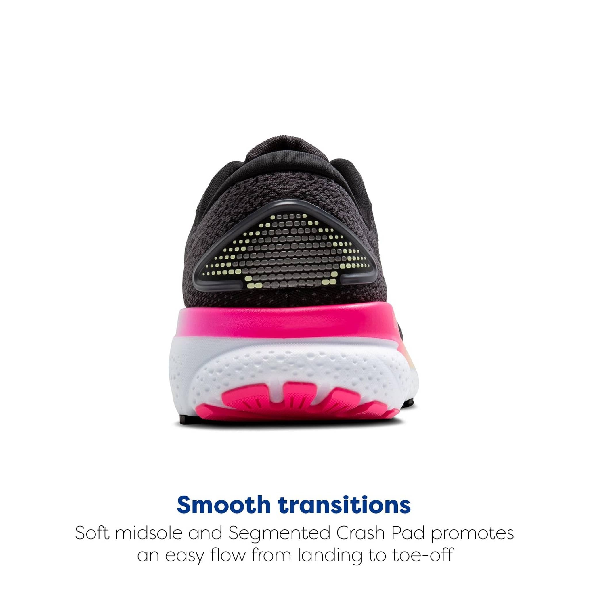 Brooks Women’s Ghost 16 Neutral Running Shoe - Black/Pink/Yellow - 9.5 Wide
