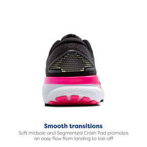 Brooks Women’s Ghost 16 Neutral Running Shoe - Black/Pink/Yellow - 9.5 Wide