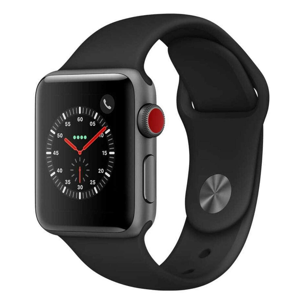 Apple Watch Series 3 42mm Smartwatch GPS + Cellular, Space Gray Aluminum Case, Black Sport Band Renewed - Reconditioned