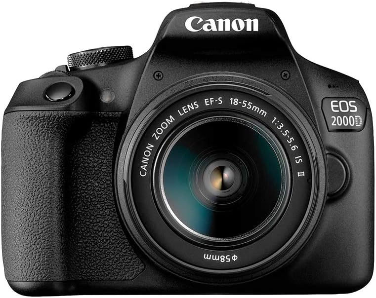 Canon EOS 2000D DSLR with EF-S 18-55mm f/3.5-5.6 IS II Lens (Intl Model) with 32GB Memory Kit, LED Light, Mic, and More