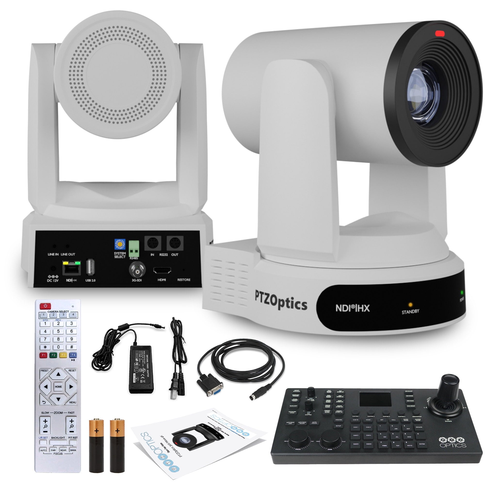PTZOptics Move 4K PTZ Camera with 30x Zoom White PT30X-4K-WH-G3 + SuperJoy PTZ Controller