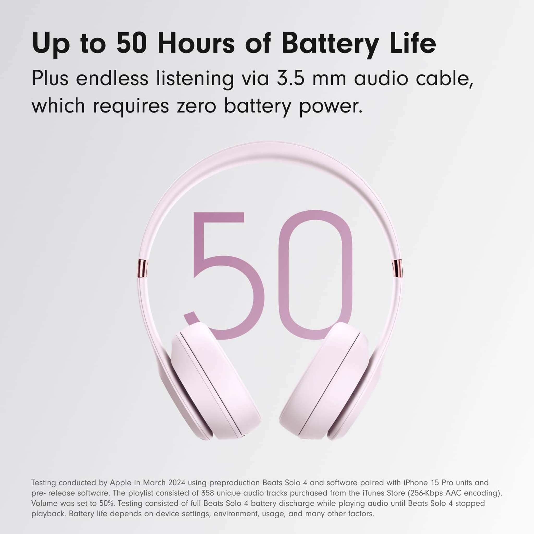 Beats Solo 4 - Wireless Bluetooth On-Ear Headphones, Apple & Android Compatible, Up to 50 Hours of Battery Life - Cloud Pink - Used Beats