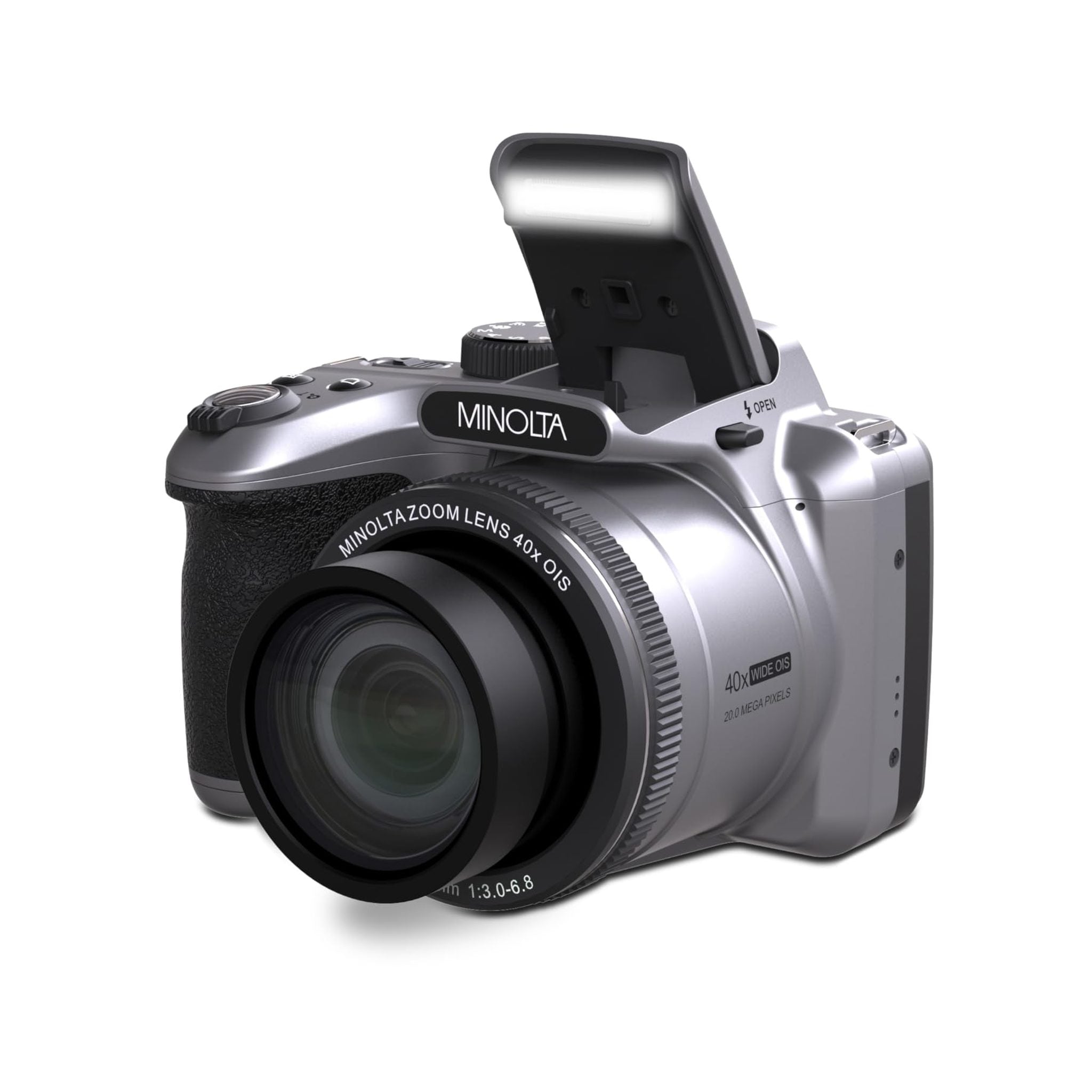 Minolta 20 Mega Pixels 40x Optical Zoom Digital Camera with 1080p FHD Video, Silver MINOLTA
