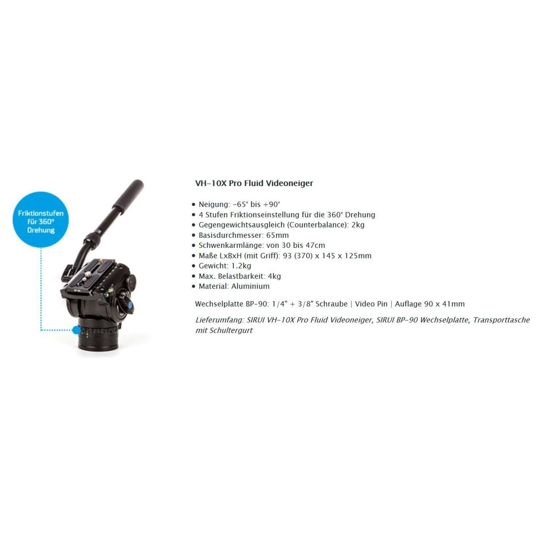 Sirui VH-10X Video Head, Black, Sirui