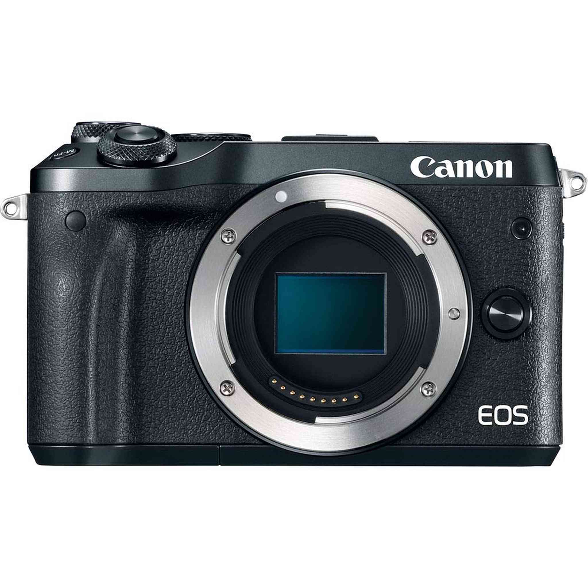 Canon EOS M6 Mirrorless Digital Camera Black, Body Only + 128GB Class 10 Memory Card + Canon Camera Case + Full Size T Canon