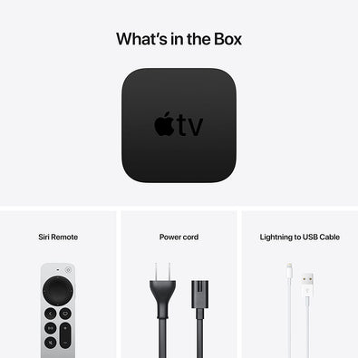 Apple TV 4K 64GB Streamer (MXH02LL/A, 2021) Bundle with Wall Mount + Cables
