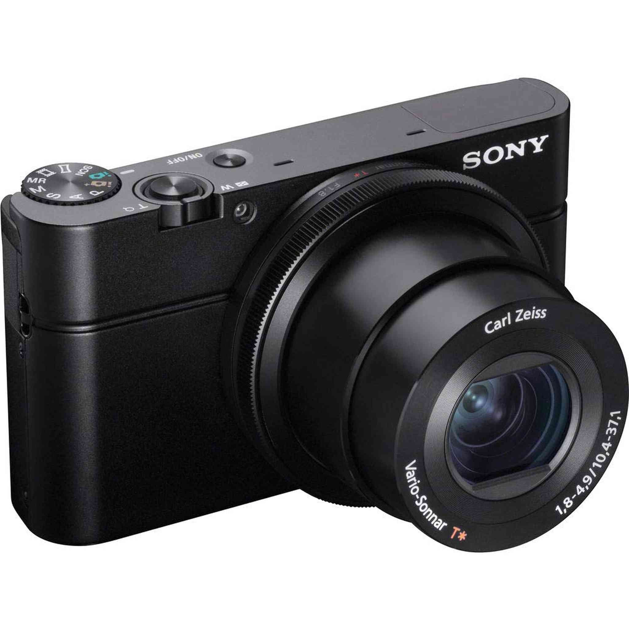 Sony Cyber-shot DSC-RX100 Camera DSCRX100/B With Soft Bag, Tripod, 2x Extra Batteries, LED Light, 2x 64GB Memory Card, Card Reader , Plus Essential Accessories
