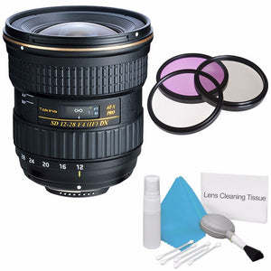 Tokina 12-28mm f/4.0 at-X Pro APS-C Lens for Canon International Model +Deluxe Cleaning Kit + 77mm 3 Piece Filter Set Bundle
