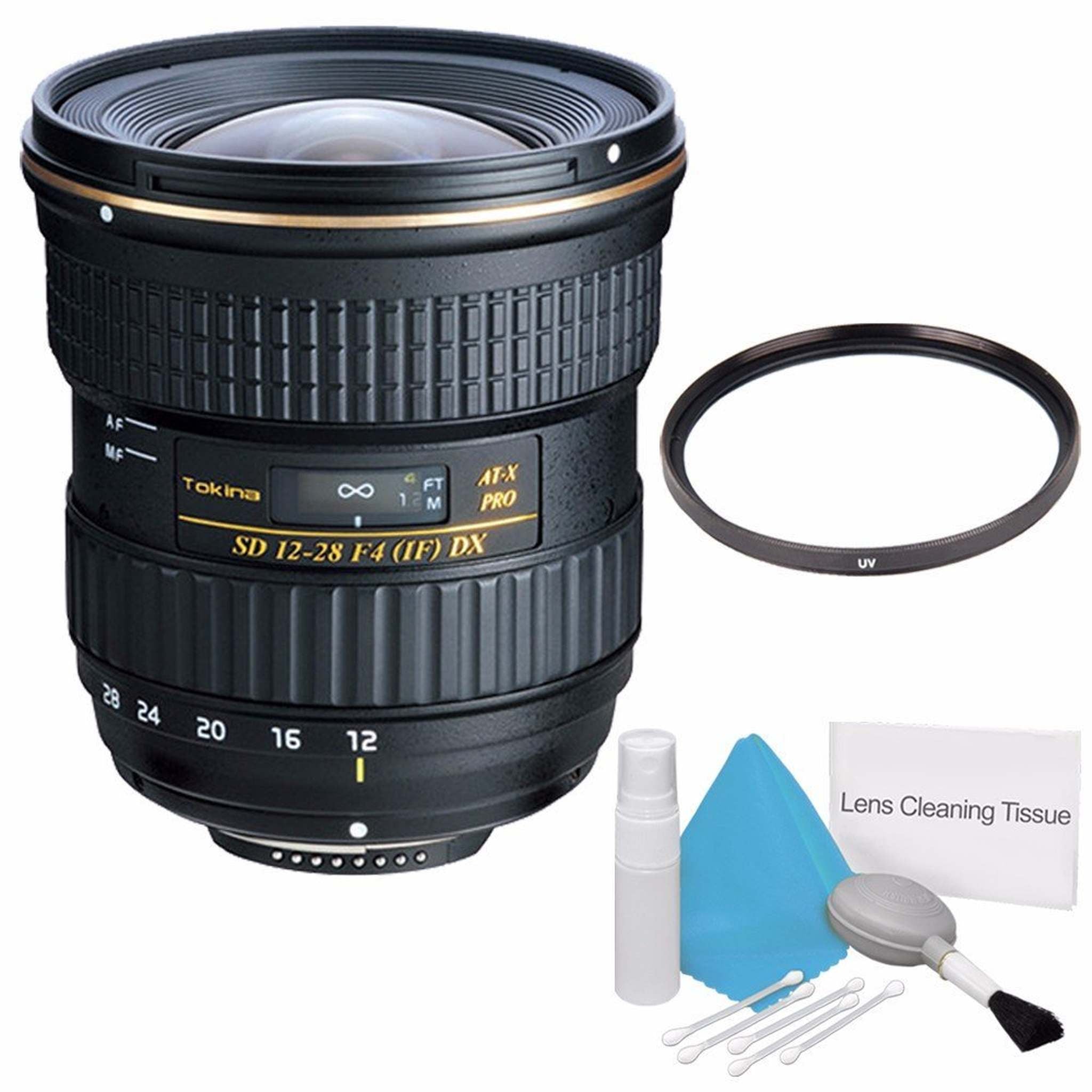 Tokina 12-28mm f/4.0 at-X Pro APS-C Lens for Canon International Model +Deluxe Cleaning Kit + 77mm UV Filter