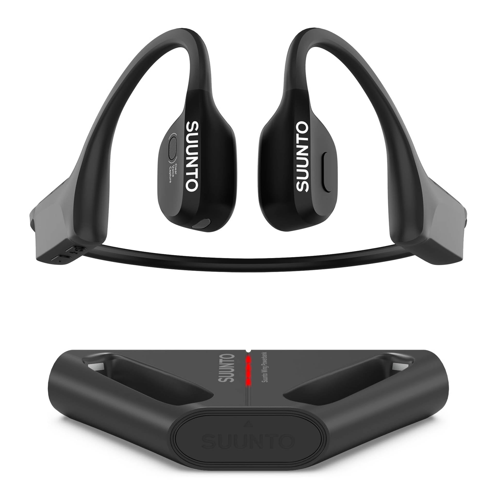 SUUNTO Wing Open-Ear Bone Conduction Headphone, Bluetooth Wireless Sport Headphone w/Head Movement Control, Built-in HD Mic, IP67 Sweatproof, Safety Lights, 10H Playtime & Addi 20H w/Charging Stand