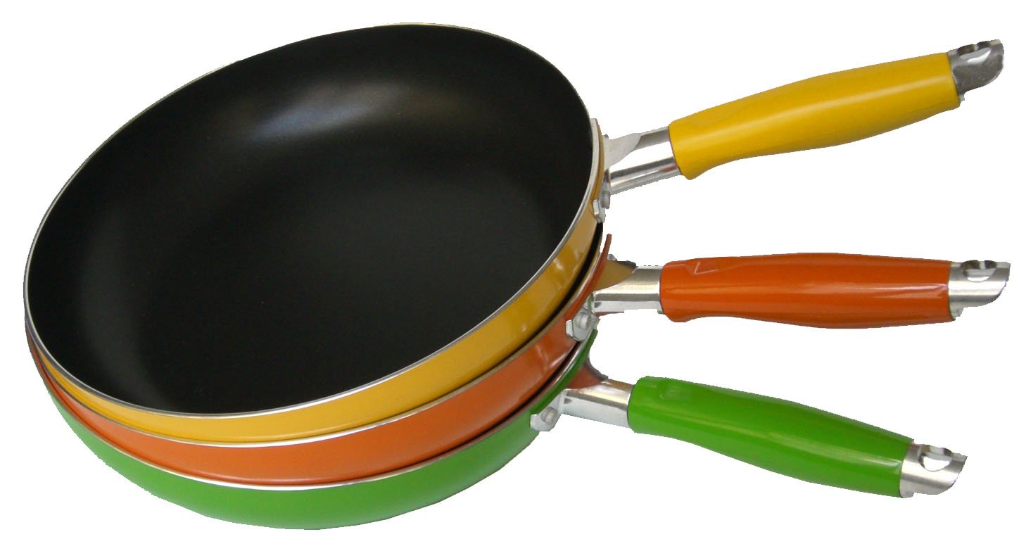 Fry Pan 10" Nonstick Assorted Colors Yellow, Orange, Green