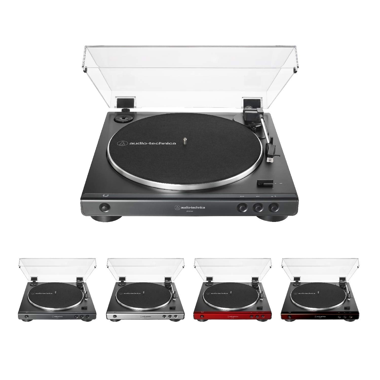 Audio-Technica AT-LP60X-BK Fully Automatic Belt-Drive Stereo Turntable, Black, Hi-Fi, 2 Speed, Dust Cover, Anti-Resonance, Die-Cast Aluminum Platter