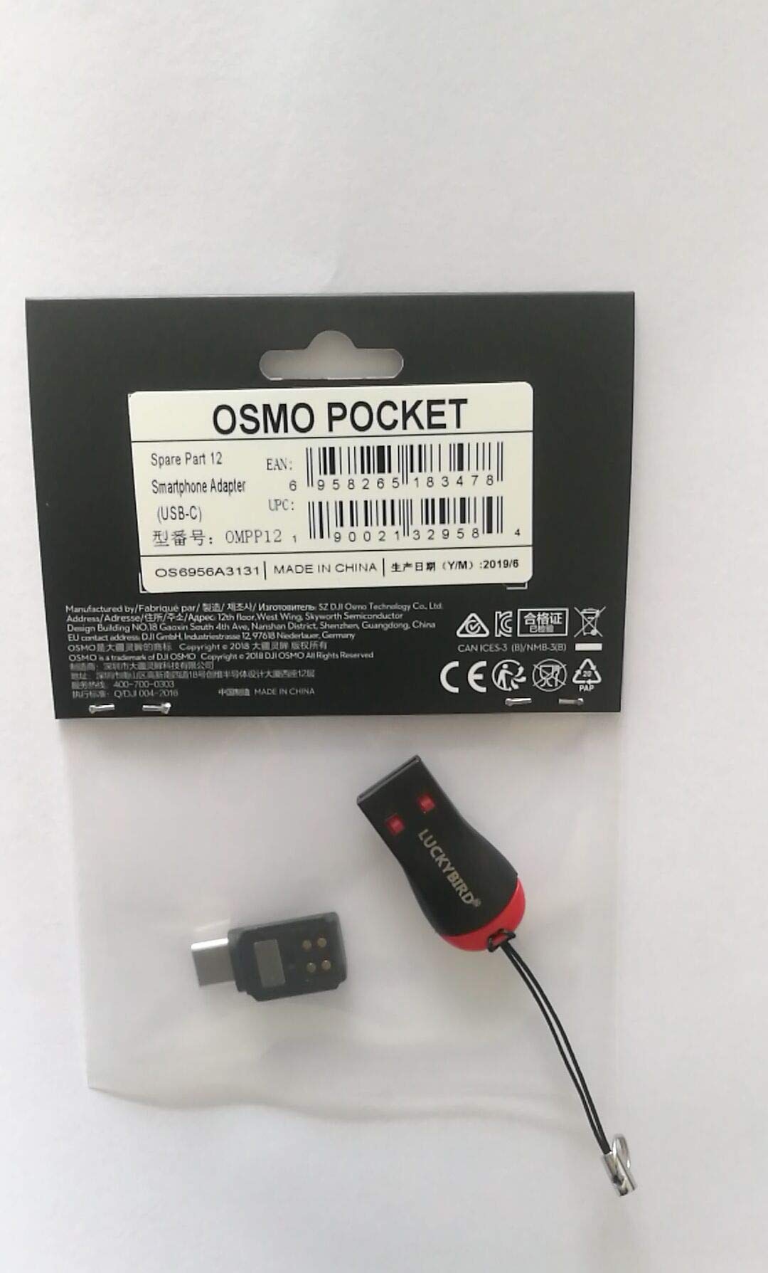 Osmo Pocket Smartphone Adapter with Luckybird USB Reader Type-C Connector
