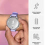 Garmin Lily® 2 Active, Small and Stylish Smartwatch, Built-in GPS, Hidden Display, Patterned Lens, Up to 9 Days Battery Life, Silver with Purple Jasmine Silicone Band