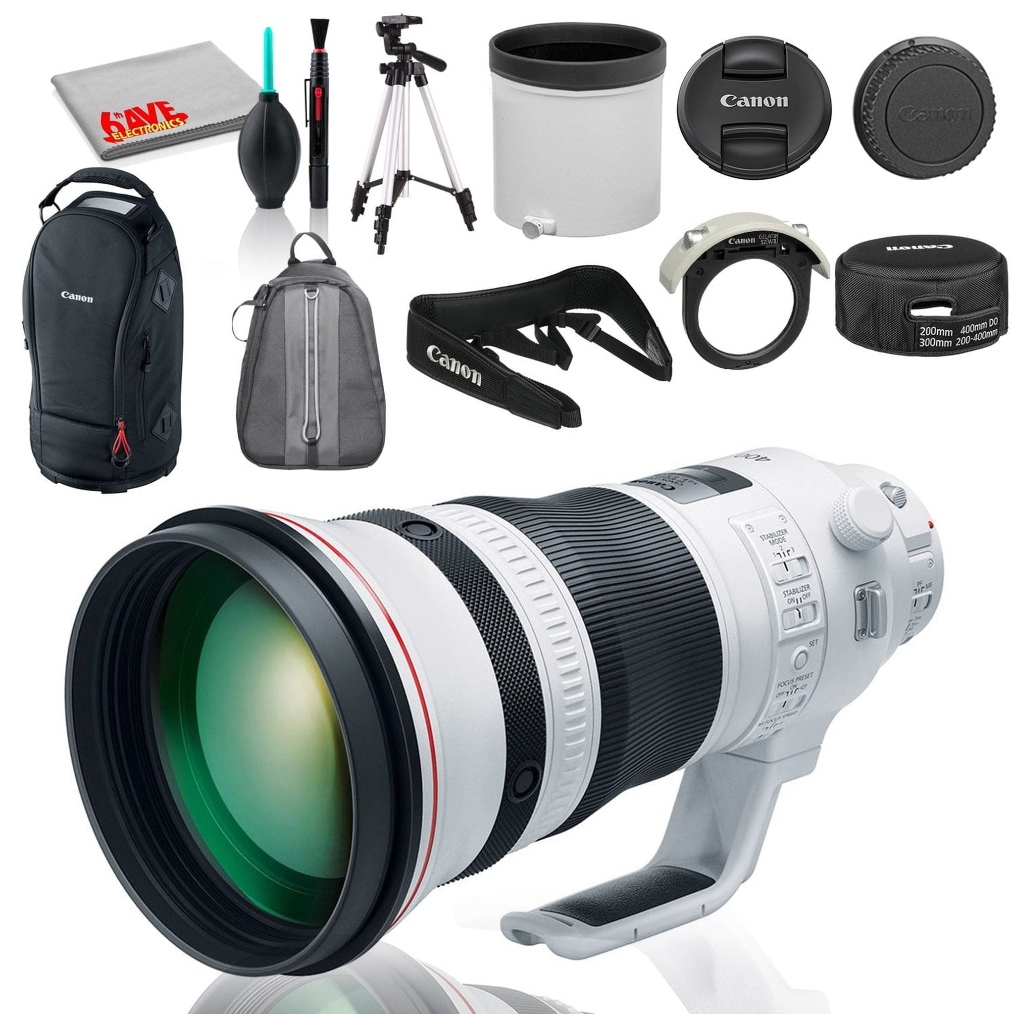 Canon EF 400mm f/2.8L IS III USM Lens Bundle with Cleaning Kit, Full Size Tripod, and Padded Backpack Intl Model - Used
