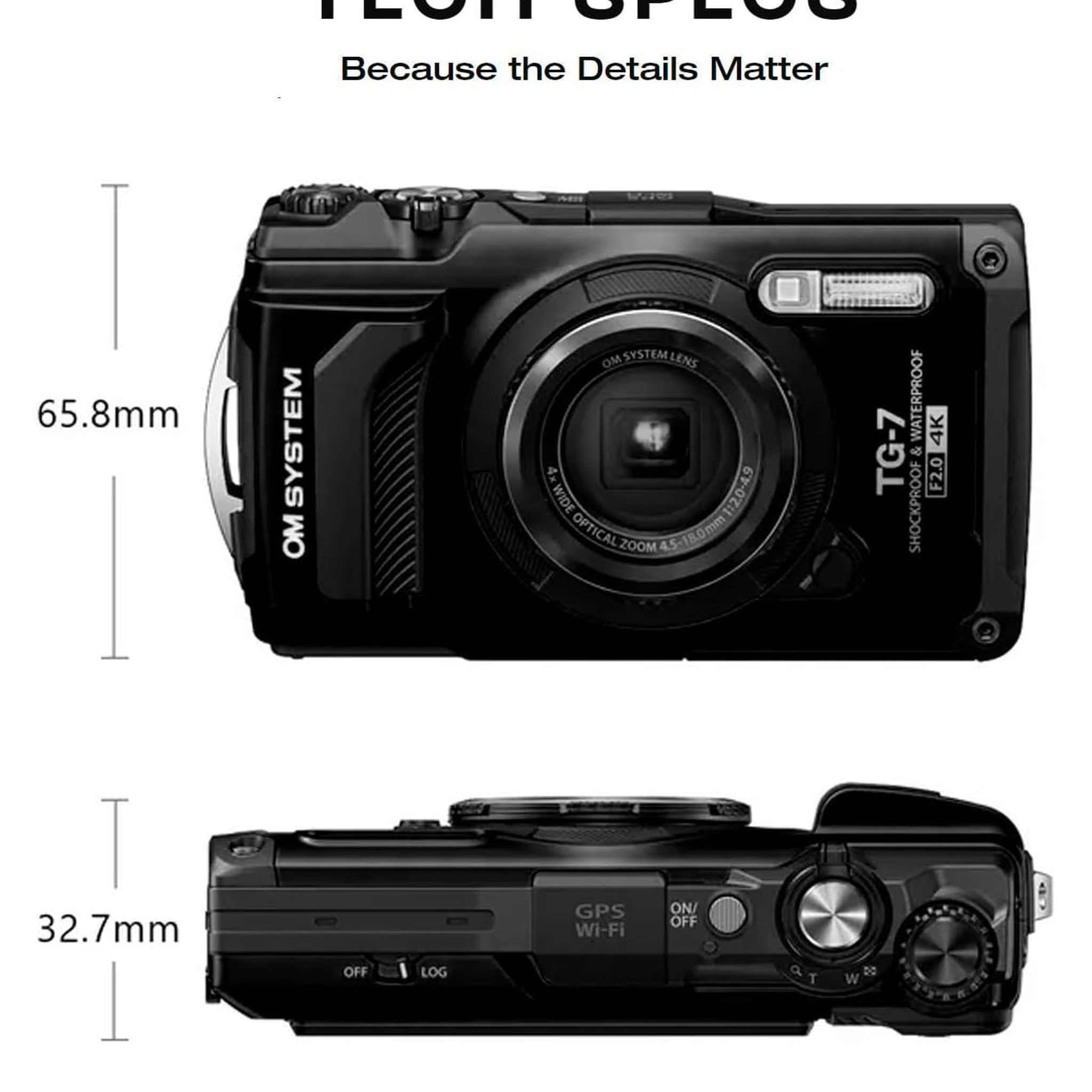 OM SYSTEM Tough TG-7 Digital Camera Black Bundle