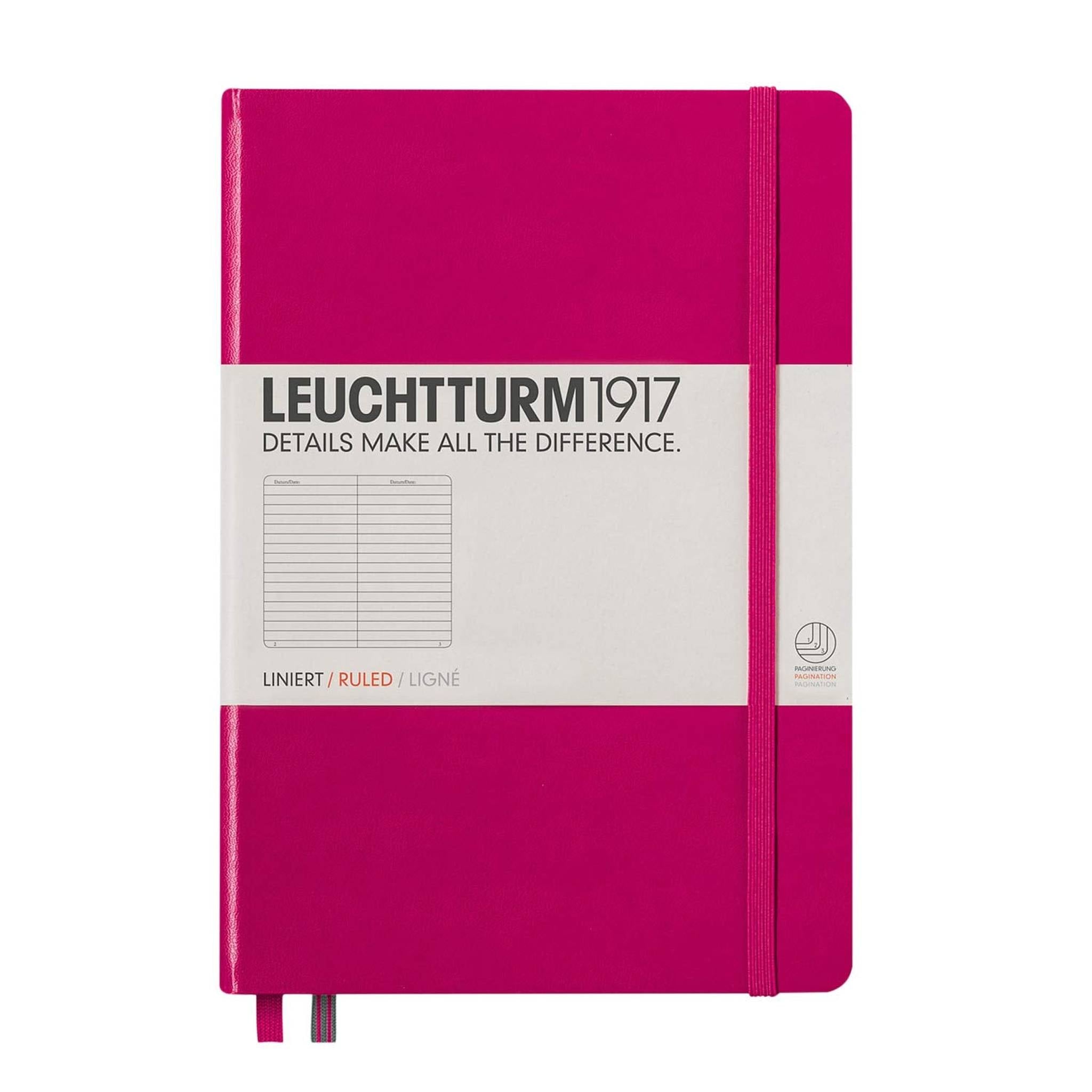 Leuchtturm1917 Medium A5 Ruled Hardcover Notebook Berry - 249 Numbered Pages