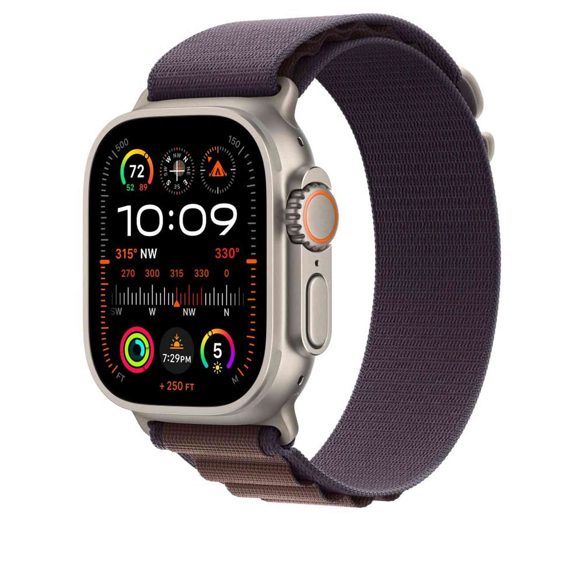 Apple Watch Band - Alpine Loop 49mm - Indigo with Rugged Titanium Finish - Large