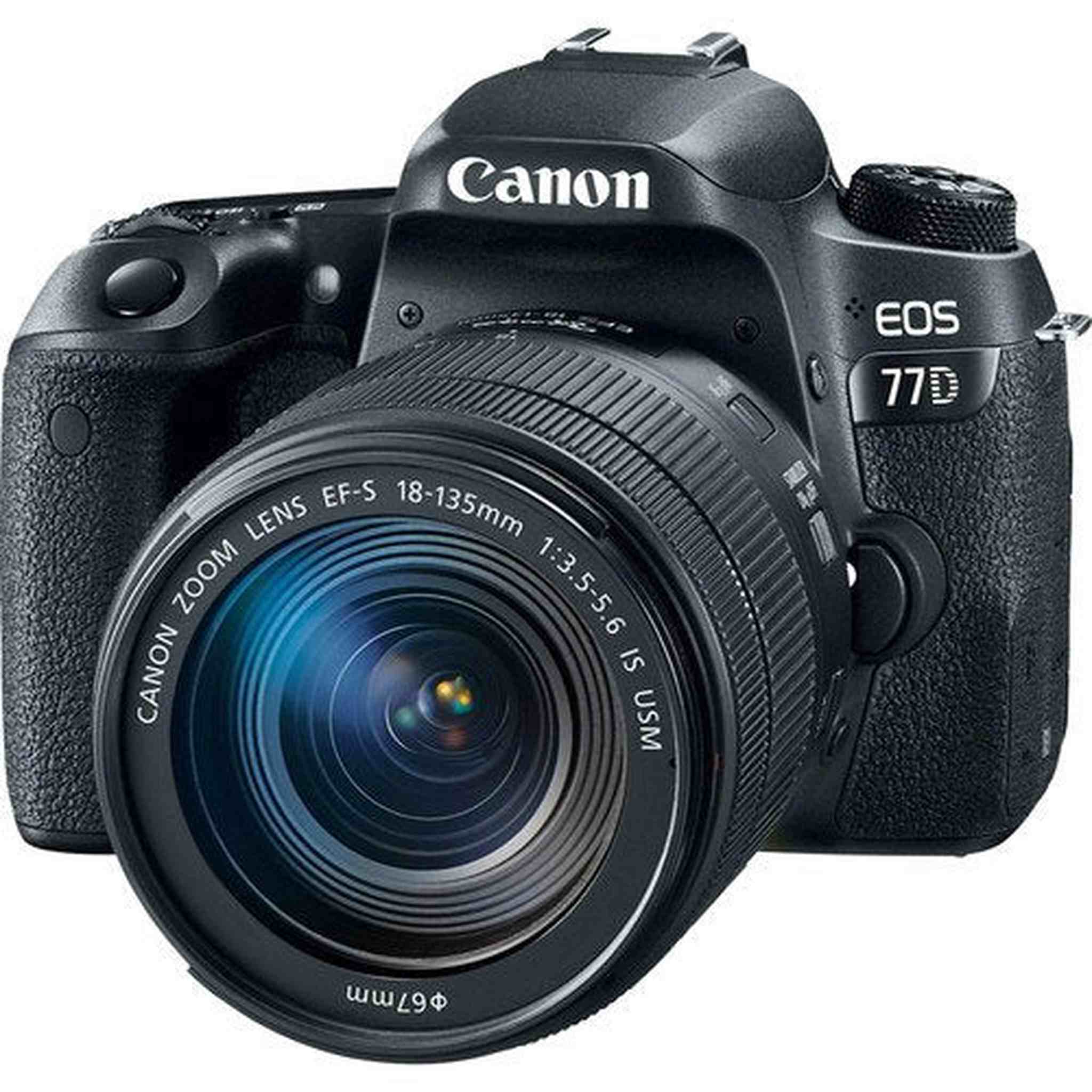 Canon EOS 77D DSLR Camera with 18-135mm USM Lens International Model 1892C002 W/Bag, Extra Battery, LED Light, Mic, - Used Canon
