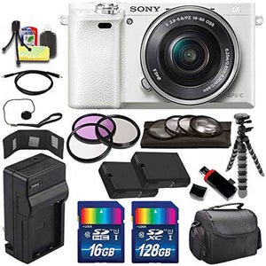 Sony Alpha a6000 Mirrorless Digital Camera with 16-50mm Lens White + Battery + Charger + 144GB Bundle 7 - Internationa Sony