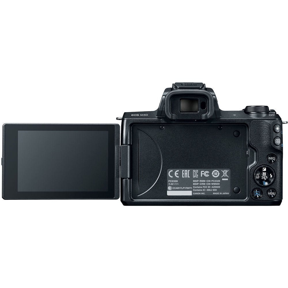 Canon EOS M50 Mirrorless Digital Camera with 15-45mm Lens + UV FLD CPL Filter Kit + Wide Angle & Telephoto Lens + Camera
