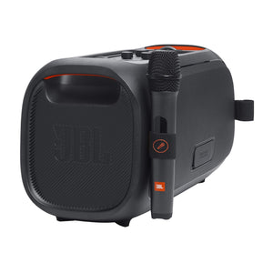 JBL PartyBox On-The-Go Essential - Portable Party Speaker with Built-in Lights and Wireless mic, Amazing Pro Sound, IPX4 splashproof Protection, 6 Hours of Playtime, Convenient Shoulder Strap