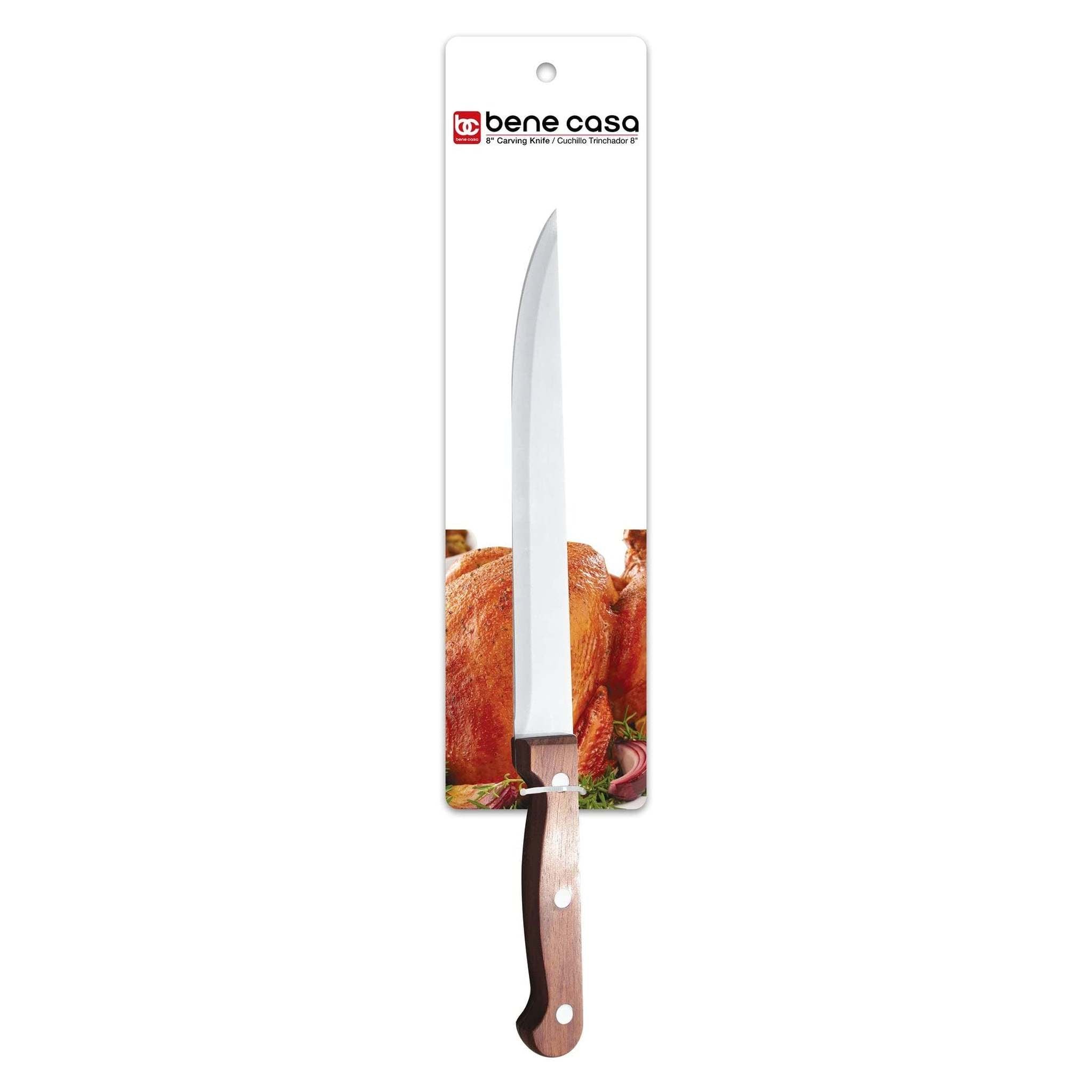 Bene Casa Chef knife with rosewood handle, stainless steel blade, full tang and triple riveted handle 8" Carving Knife Overstock
