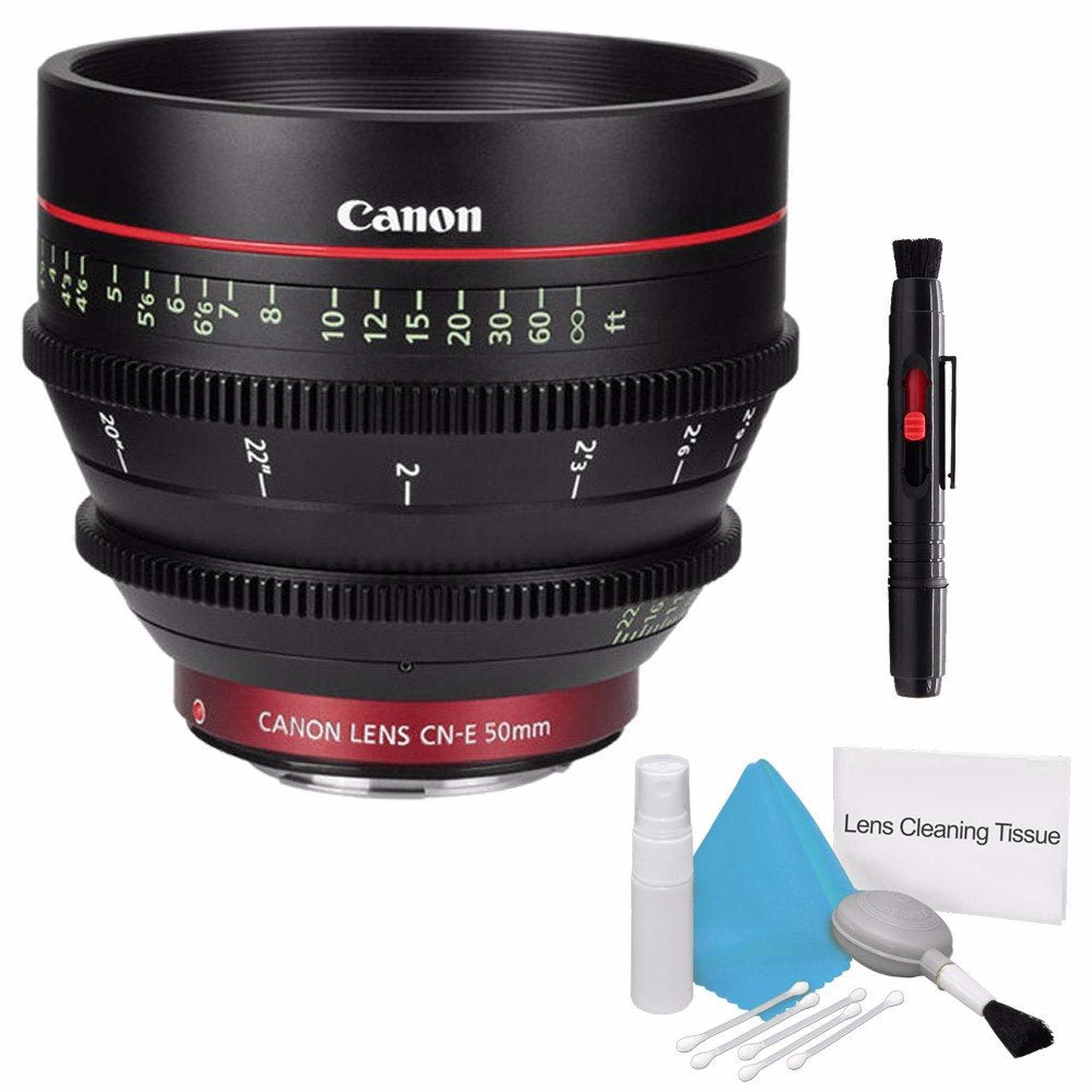 Canon CN-E 50mm T1.3 L F Cine Lens International Model + Deluxe Cleaning Kit Pro Bundle