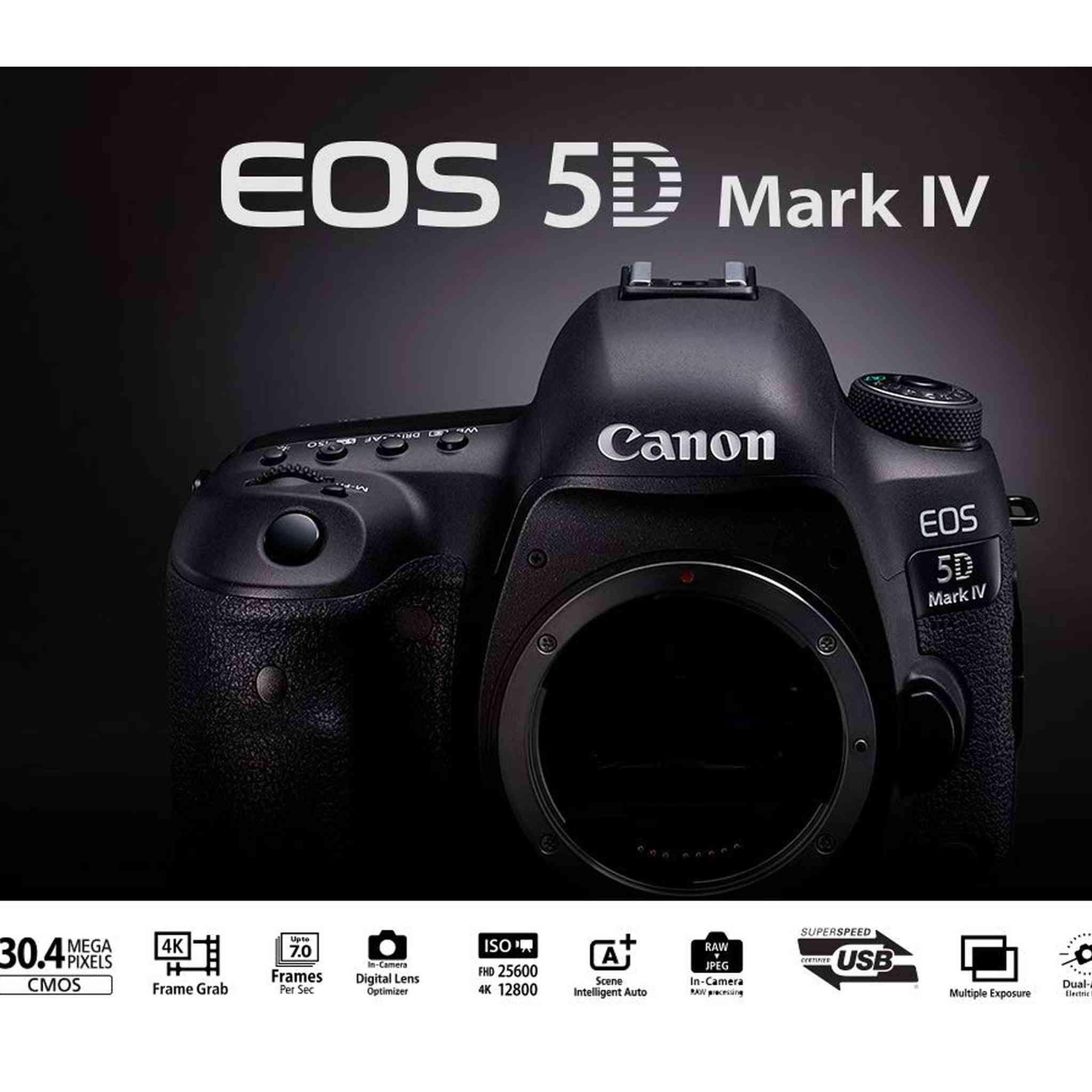 Canon EOS 5D Mark IV DSLR Camera with 24-70mm f/4L Lens International Version - 30.4 Megapixel - 4K Video with Pro Cle Canon