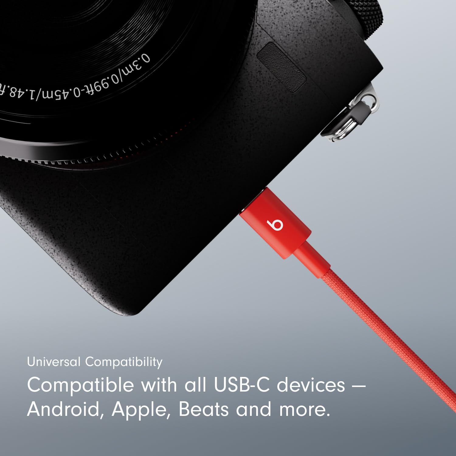 Beats USB-C to USB-C Woven Cable Fast Charging Durable/Tangle-Free Compatible Charger for Apple & Android Devices 1.5 m, 5 ft - Rapid Red