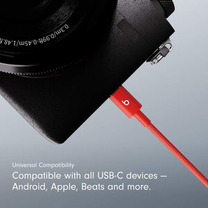 Beats USB-C to USB-C Woven Cable Fast Charging Durable/Tangle-Free Compatible Charger for Apple & Android Devices 1.5 m, 5 ft - Rapid Red