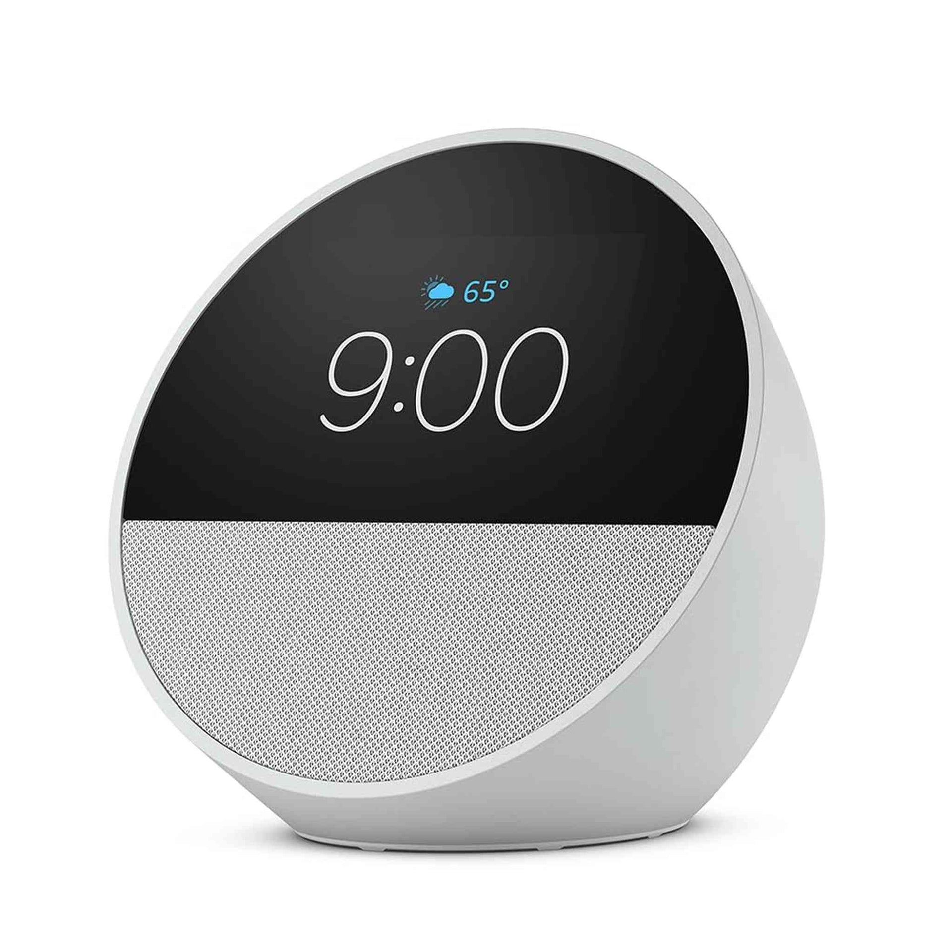 All-new Amazon Echo Spot 2024 release , Smart alarm clock with vibrant sound + Alexa, Glacier White