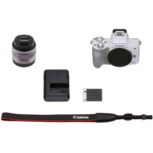 Canon EOS M50 Mark II + EF-M 15-45mm is STM Kit White International Model