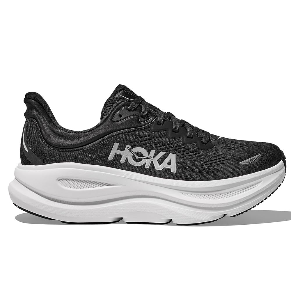 Hoka Men's Bondi 9 Sneaker, Black/White, 7.5