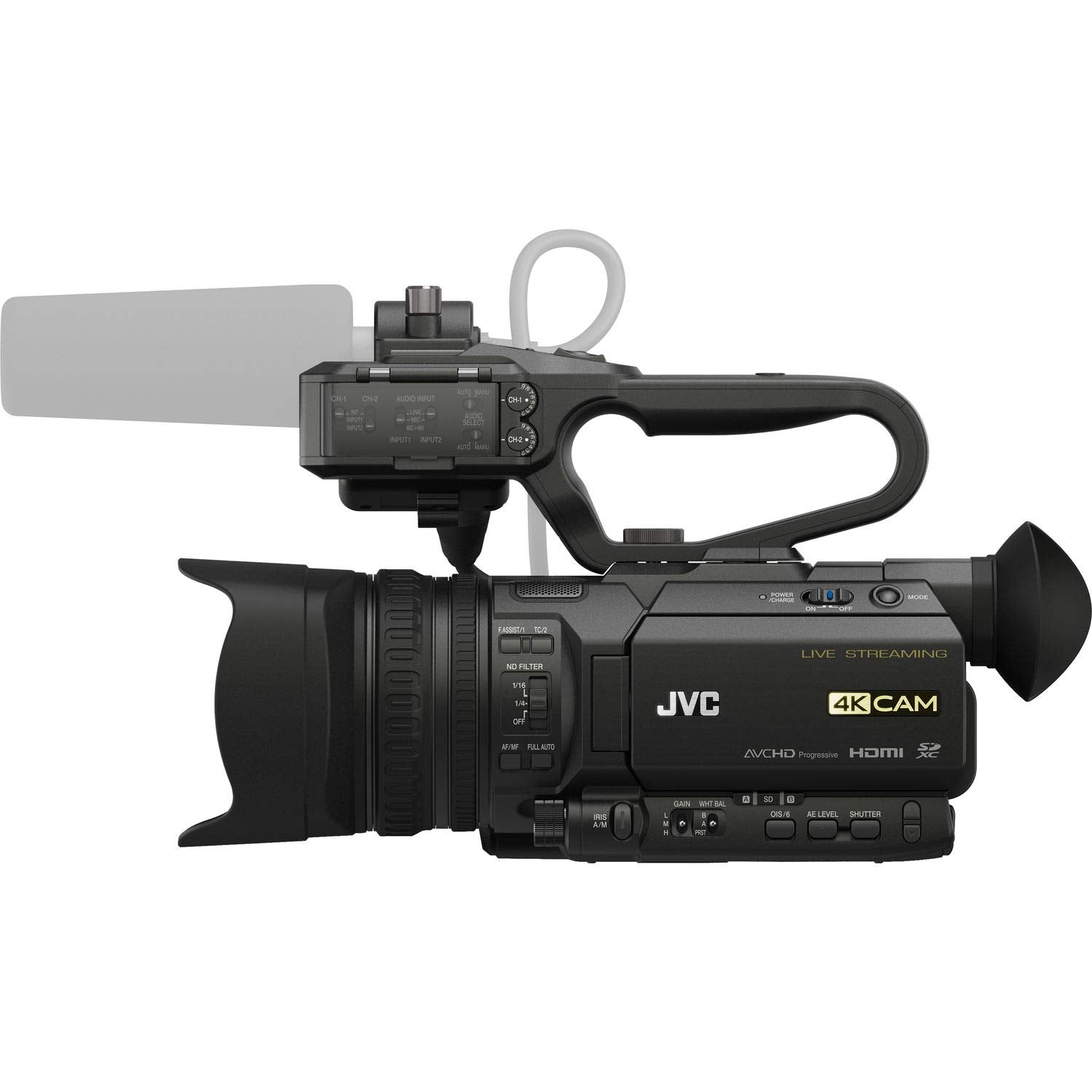 JVC GY-HM250 UHD 4K Streaming Camcorder with Built-in Lower-Thirds Graphics Camera Only Bundle Kit